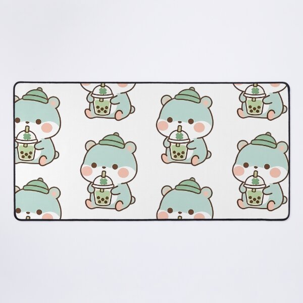 Item preview, Kawaii Cute Mint Bear Drinking Boba Tea designed and sold by Cuddly-Critters.