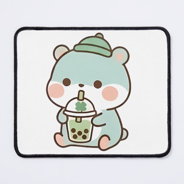 Item preview, Kawaii Cute Mint Bear Drinking Boba Tea designed and sold by Cuddly-Critters.