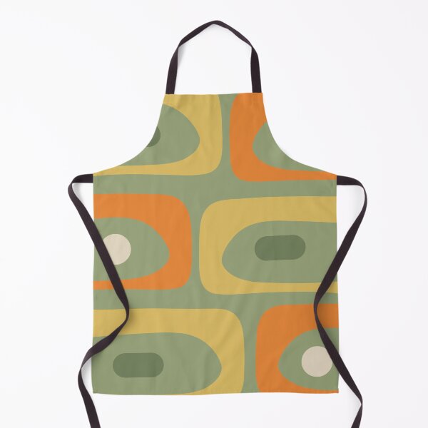 Item preview, Mid Century Modern Abstract Minimalist Retro Piquet Pattern in Mossy Sage Green Mustard Orange designed and sold by kierkegaard.