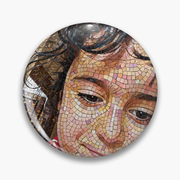 Artikelvorschau, Mosaikporträt – Frau in farbenfroher Glasfliesenkunst entworfen und verkauft von GoldenSparkleShop.