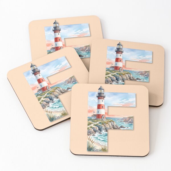 Item preview, Coastal Initial F Lighthouse Monogram Ocean Beach Personalized Design designed and sold by Sea Gem.