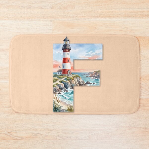 Item preview, Coastal Initial F Lighthouse Monogram Ocean Beach Personalized Design designed and sold by Sea Gem.
