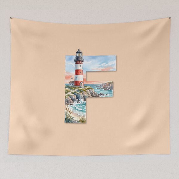 Item preview, Coastal Initial F Lighthouse Monogram Ocean Beach Personalized Design designed and sold by Sea Gem.