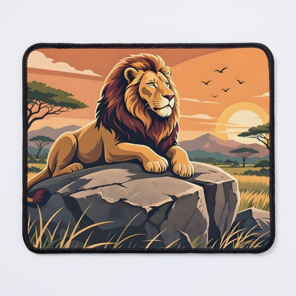 Item preview, Majestic Lion On Rock African Savanna Sunset designed and sold by Herodestroyer.