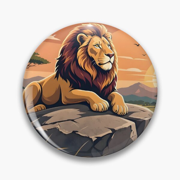 Item preview, Majestic Lion On Rock African Savanna Sunset designed and sold by Herodestroyer.