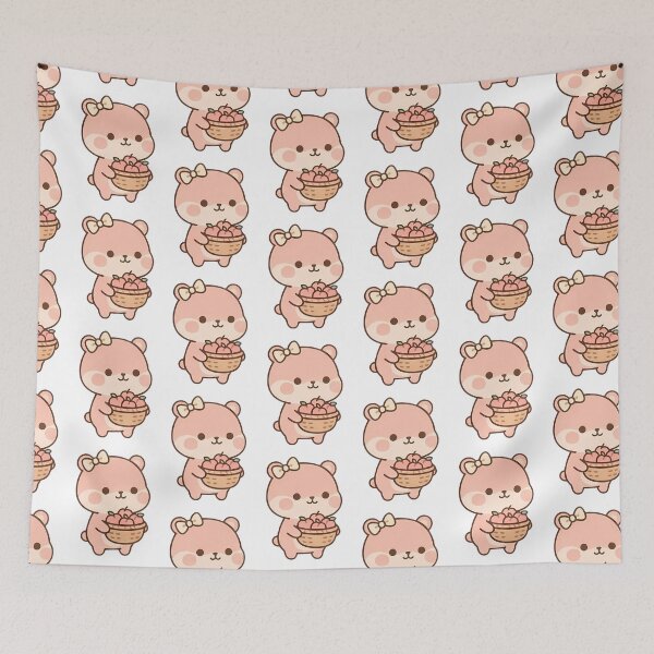 Item preview, Kawaii Cute Peachy Bear Basket Peaches designed and sold by Cuddly-Critters.