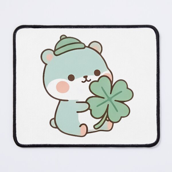 Item preview, Kawaii Lucky Mint Bear Four Leaf Clover designed and sold by Cuddly-Critters.