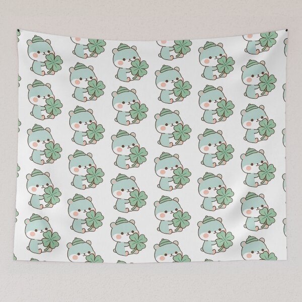 Item preview, Kawaii Lucky Mint Bear Four Leaf Clover designed and sold by Cuddly-Critters.