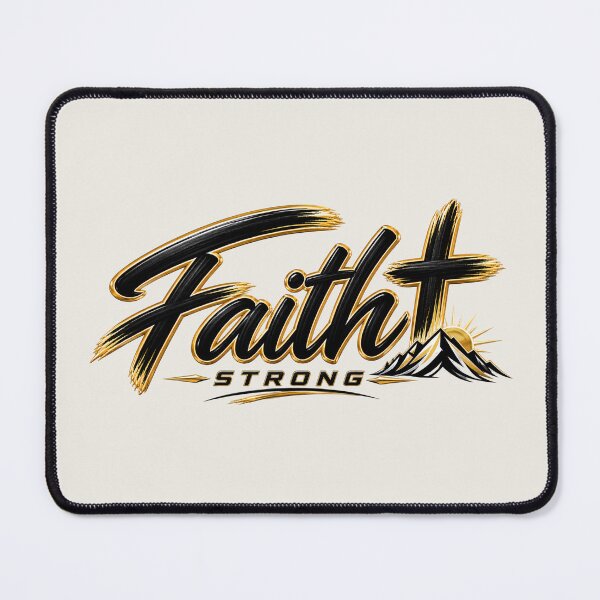 Item preview, Faith Strong – Christian Cross & Mountain Inspirational Design designed and sold by HO•Designs.