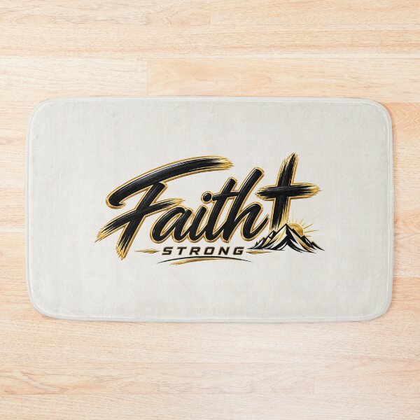 Item preview, Faith Strong – Christian Cross & Mountain Inspirational Design designed and sold by HO•Designs.