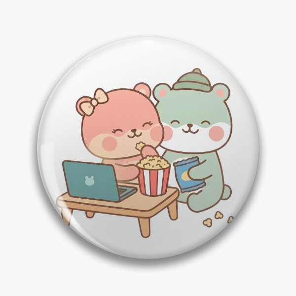 Item preview, Kawaii Cute Bears Cozy Movie Night Date designed and sold by Cuddly-Critters.