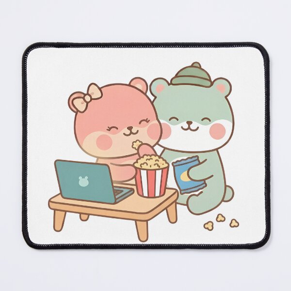 Item preview, Kawaii Cute Bears Cozy Movie Night Date designed and sold by Cuddly-Critters.