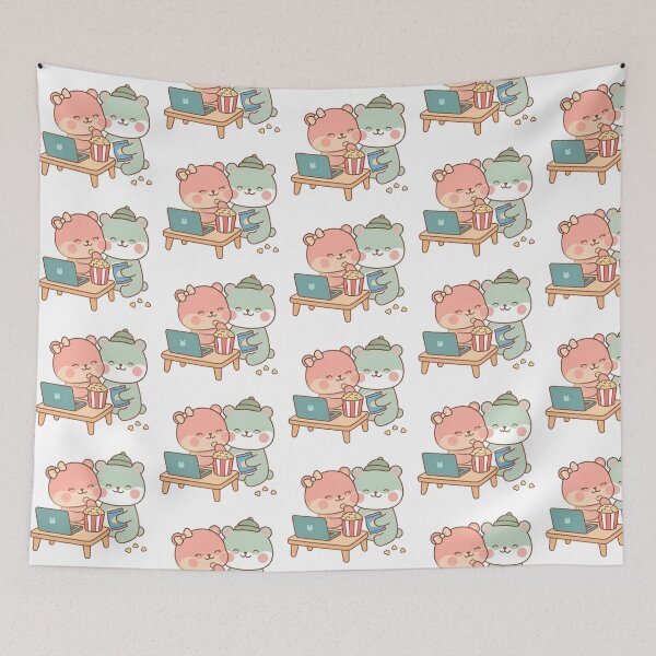 Item preview, Kawaii Cute Bears Cozy Movie Night Date designed and sold by Cuddly-Critters.