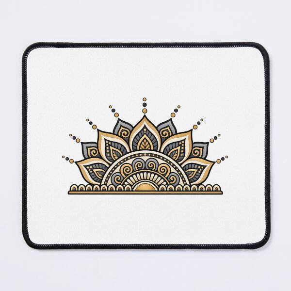 Item preview, A semi-circular lotus mandala ornament in neutral and gold colors designed and sold by Menna2030.
