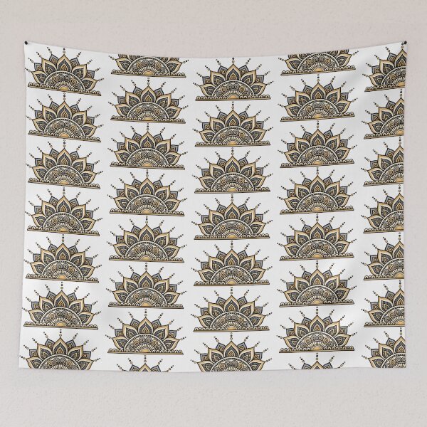 Item preview, A semi-circular lotus mandala ornament in neutral and gold colors designed and sold by Menna2030.