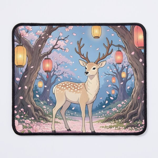 Item preview, Magical Deer In Cherry Blossom Lantern Forest designed and sold by Herodestroyer.
