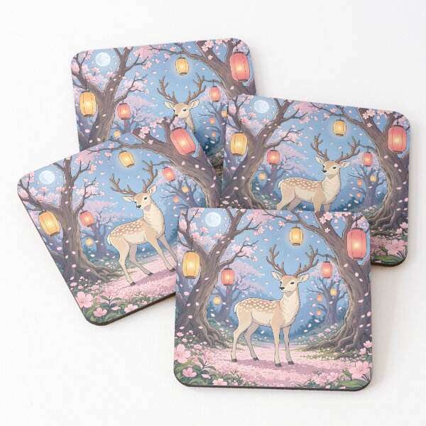 Item preview, Magical Deer In Cherry Blossom Lantern Forest designed and sold by Herodestroyer.