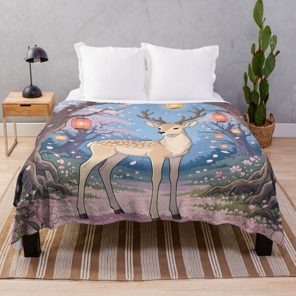Item preview, Magical Deer In Cherry Blossom Lantern Forest designed and sold by Herodestroyer.