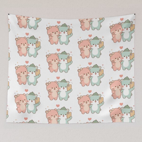 Item preview, Kawaii Cute Bears Taking Phone Selfie designed and sold by Cuddly-Critters.