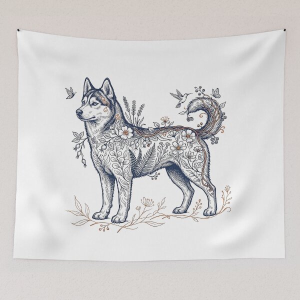 Item preview, Siberian Husky Botanical Illustration designed and sold by SUP-R-Ts.