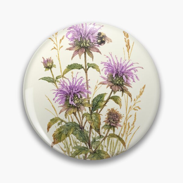 Item preview, Wild Bergamot & Bumblebee | Native Pollinator Wildflower Art designed and sold by SusanSweetArt.