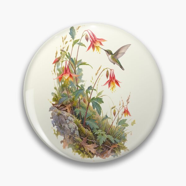 Item preview, Wild Columbine & Hummingbird | Native Woodland Wildflower Art designed and sold by SusanSweetArt.