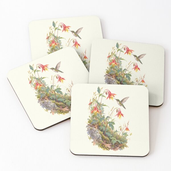 Item preview, Wild Columbine & Hummingbird | Native Woodland Wildflower Art designed and sold by SusanSweetArt.