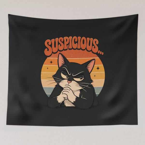 Item preview, Suspicious Funny Squinting Cat Sarcastic Cat Meme designed and sold by Retro Whiskers.