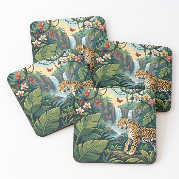 Item preview, Leopard In Lush Tropical Rainforest Waterfall designed and sold by Herodestroyer.