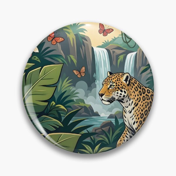Item preview, Leopard In Lush Tropical Rainforest Waterfall designed and sold by Herodestroyer.