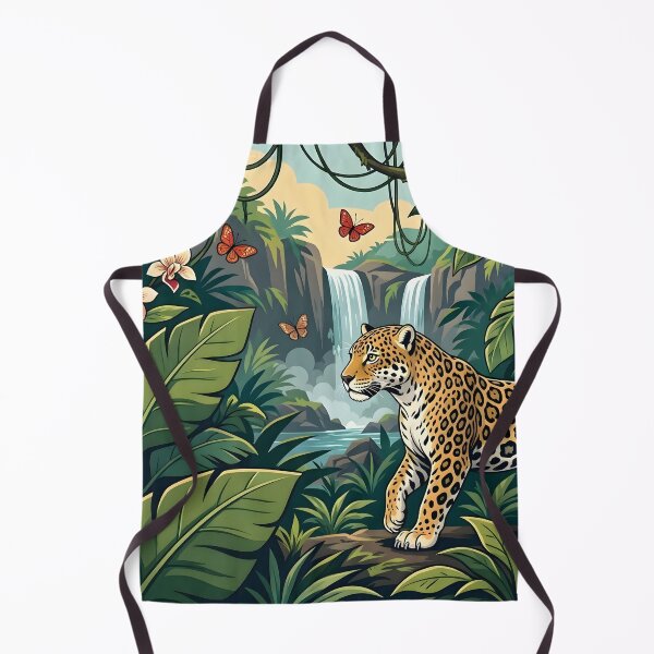 Item preview, Leopard In Lush Tropical Rainforest Waterfall designed and sold by Herodestroyer.