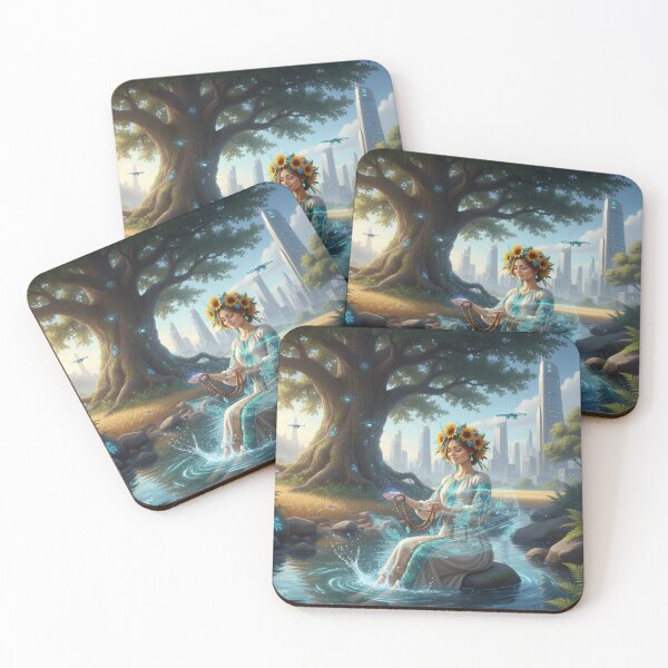 Item preview, Futuristic Ukraine Woman under Sacred Tree by River designed and sold by ElenMart.