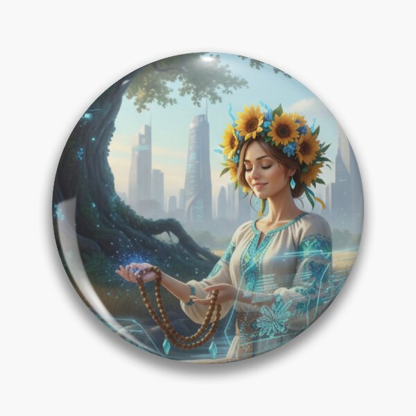 Item preview, Futuristic Ukraine Woman under Sacred Tree by River designed and sold by ElenMart.