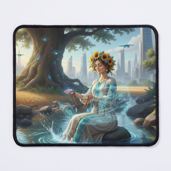 Item preview, Futuristic Ukraine Woman under Sacred Tree by River designed and sold by ElenMart.