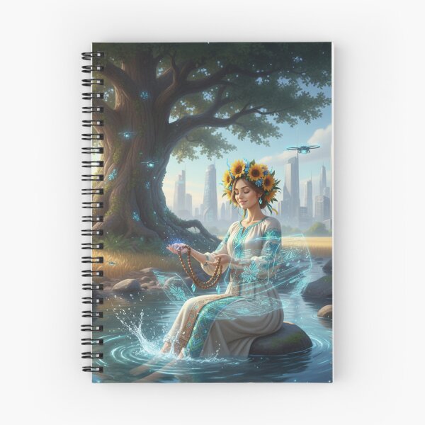 Item preview, Futuristic Ukraine Woman under Sacred Tree by River designed and sold by ElenMart.