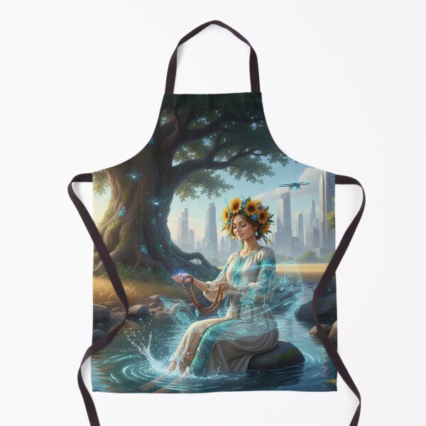 Item preview, Futuristic Ukraine Woman under Sacred Tree by River designed and sold by ElenMart.
