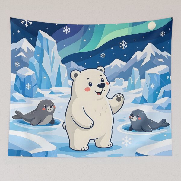 Item preview, Cute Polar Bear And Seals Aurora Borealis designed and sold by Herodestroyer.