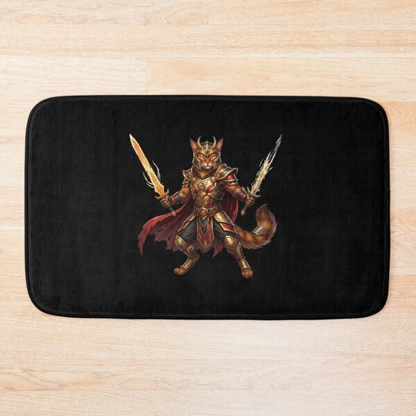 Item preview, King Cat Warrior - Royal Golden Armor Fantasy Art designed and sold by TOOBIC.