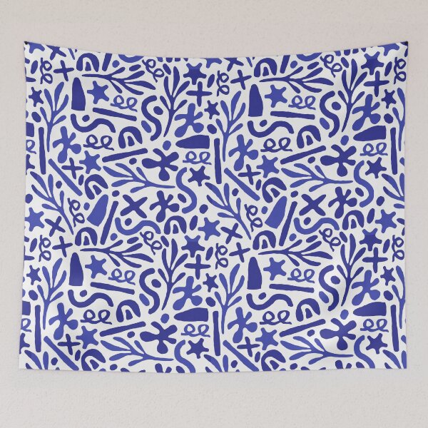 Item preview, Mediterranean Blue Pattern - Monochromatic Abstract Art  designed and sold by ANZI-Shop.