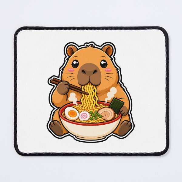 Item preview, Kawaii Capybara Eating Ramen Noodles Japanese designed and sold by WeirdlyMild.