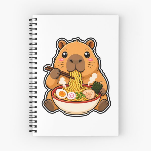 Item preview, Kawaii Capybara Eating Ramen Noodles Japanese designed and sold by WeirdlyMild.