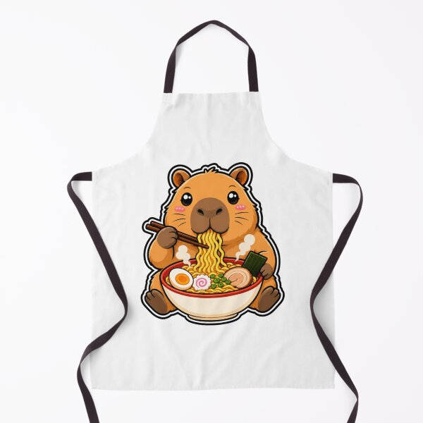 Item preview, Kawaii Capybara Eating Ramen Noodles Japanese designed and sold by WeirdlyMild.