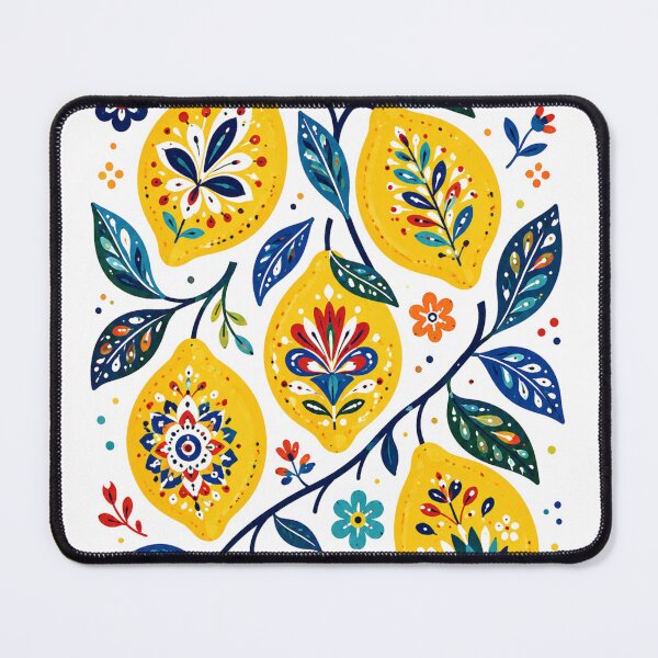 Item preview, Colorful Folk Art Lemons Floral Botanical Pattern designed and sold by wecrea.