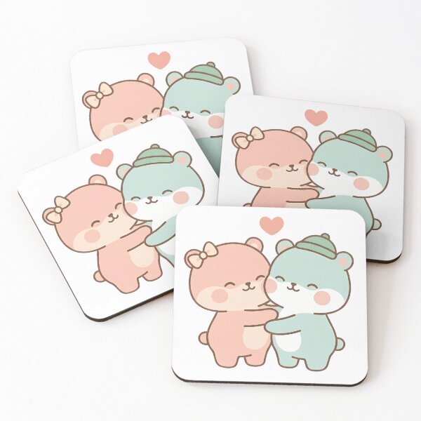 Item preview, Kawaii Cute Pastel Bear Hug Couple designed and sold by Cuddly-Critters.