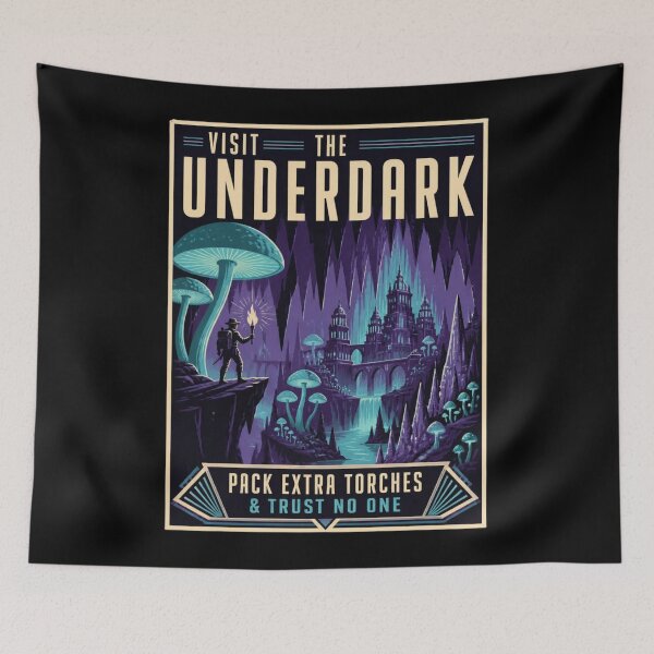 Item preview, Visit The Underdark - Vintage Travel Poster RPG Wall Art designed and sold by Dice_Goblin_Studio.