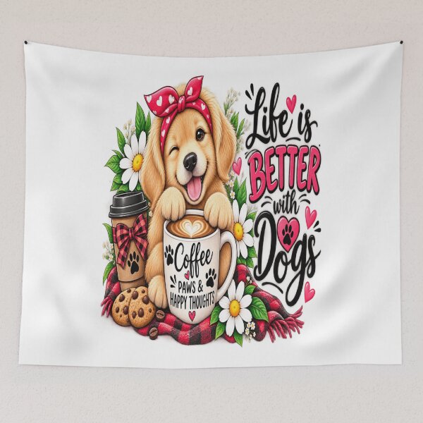 Item preview, Sunshine Smiles Puppy – Cute Dog Floral Illustration designed and sold by ✨ Daily Vibe Studio ✨.