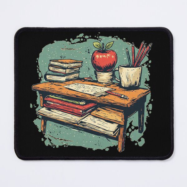 Item preview, Vintage Teacher Desk & Classic Books Illustration designed and sold by emiliacreations.
