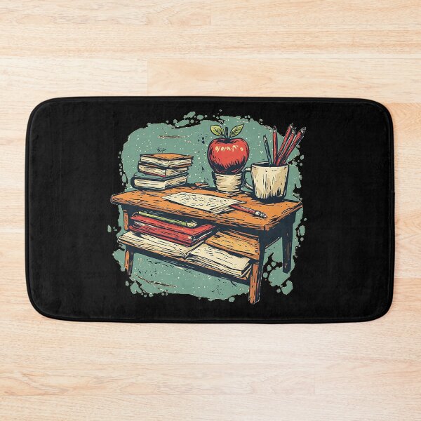 Item preview, Vintage Teacher Desk & Classic Books Illustration designed and sold by emiliacreations.