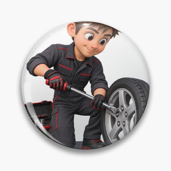 Item preview, Cute Auto Mechanic 3D Cartoon Character Changing a Tire designed and sold by libanmax.