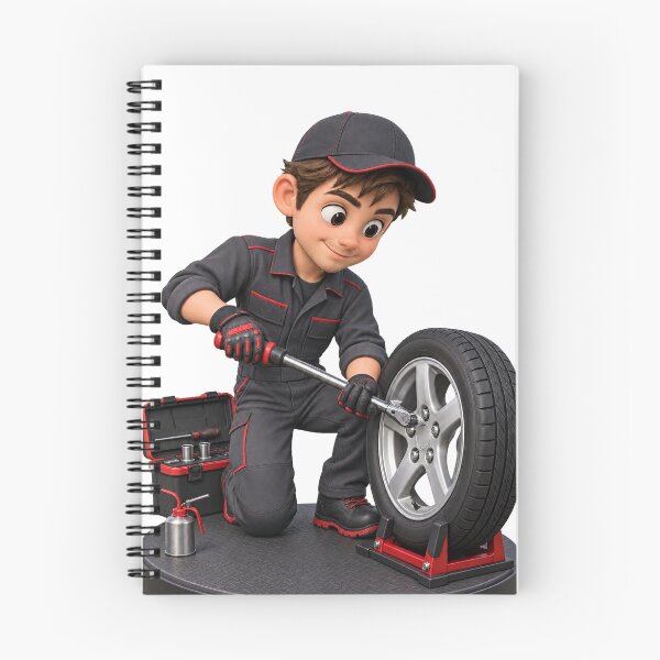 Item preview, Cute Auto Mechanic 3D Cartoon Character Changing a Tire designed and sold by libanmax.